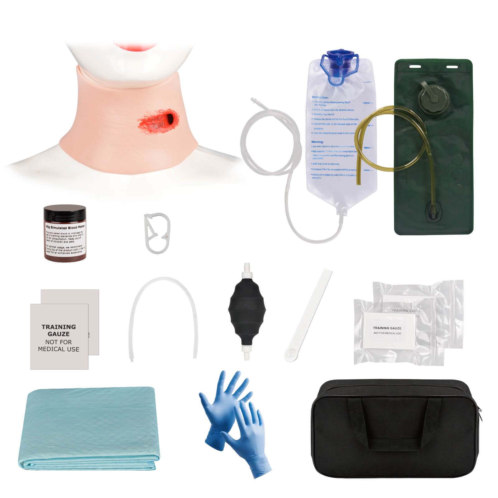 Wearable Neck Gunshot Wound Packing Trainer Kit