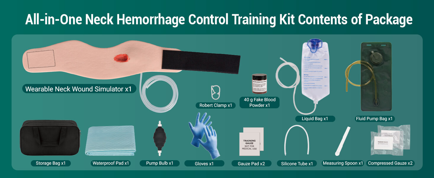 Wearable Neck Gunshot Wound Packing Trainer Kit
