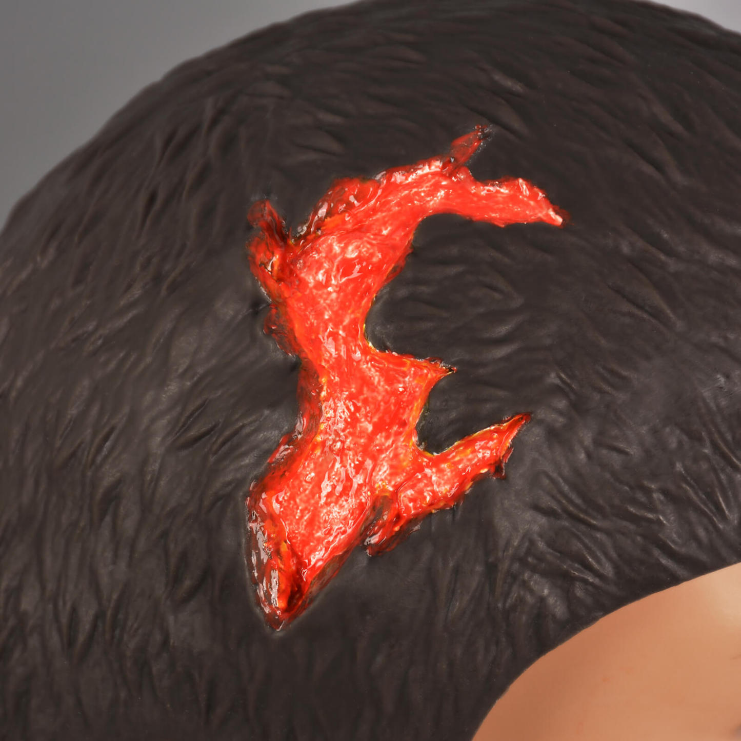 Realistic Wearable Open Scalp Wound Moulage, Black