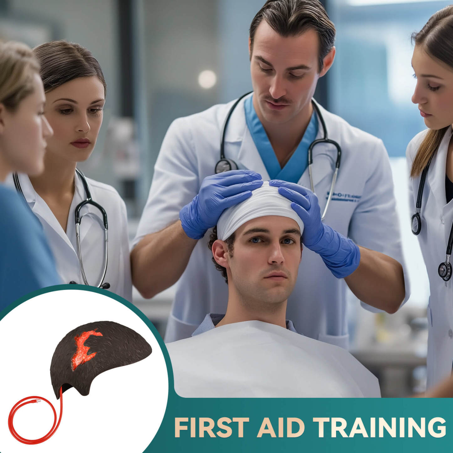 Wearable Open Scalp Wound Bleeding Control Training Kit, Black