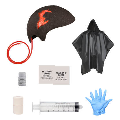 Wearable Head Laceration Wound Care Training Kit, Black