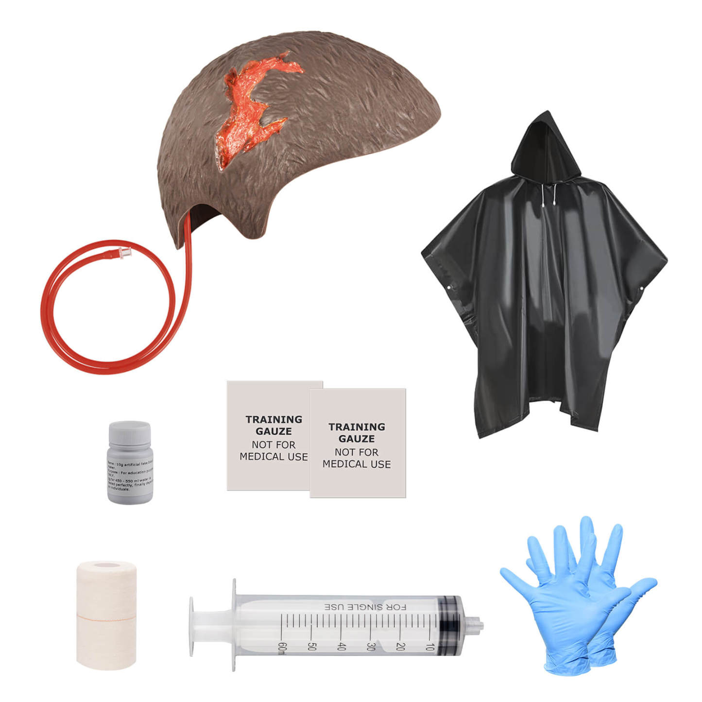 Wearable Open Scalp Wound Care Training Kit, Brown