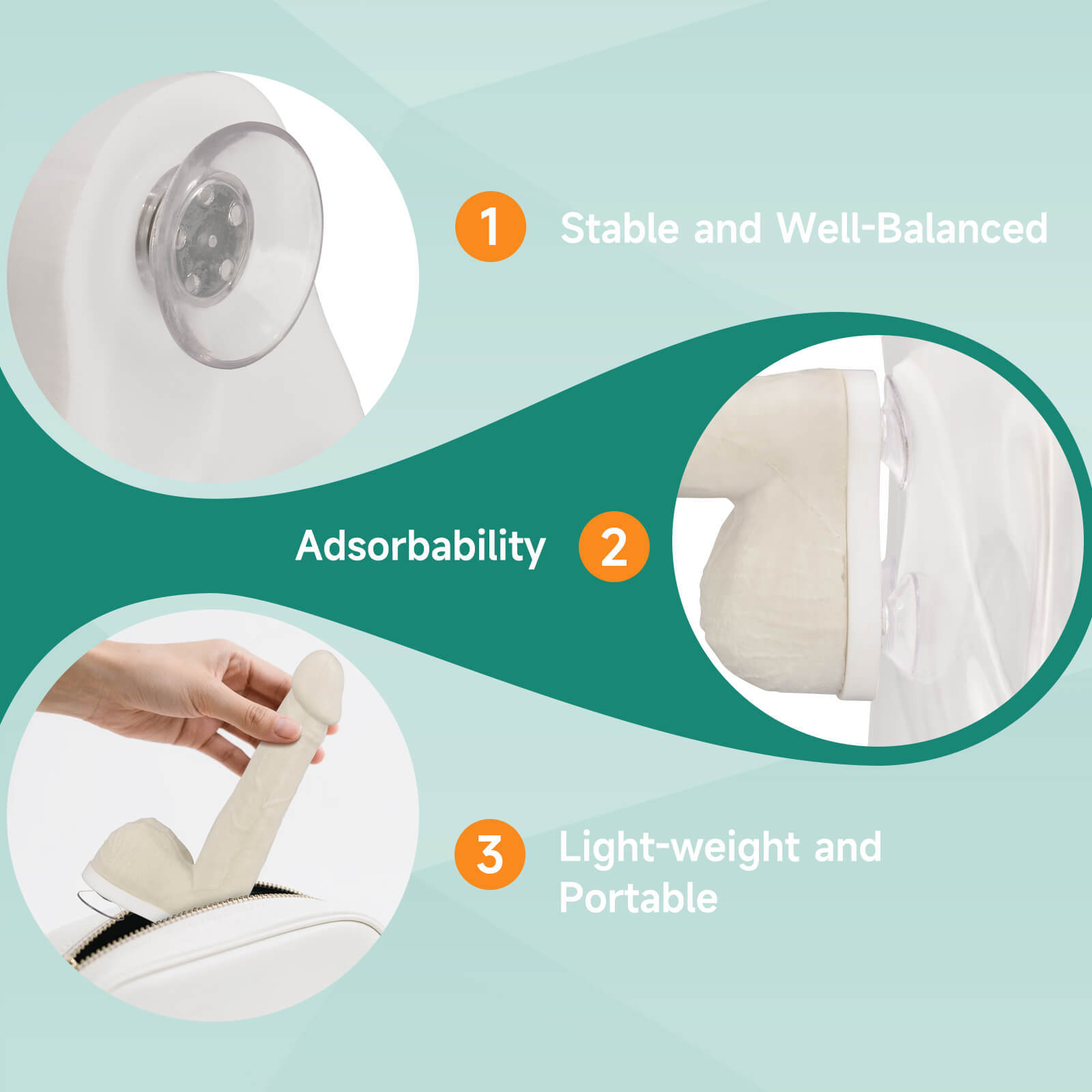 MedEduQuest White Condom Training Model with Suction Base, 3 Sizes