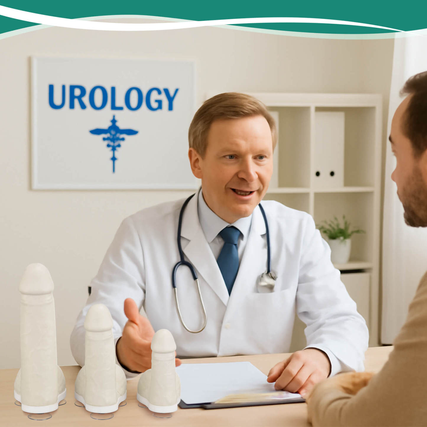 MedEduQuest White Condom Training Model with Suction Base, 3 Sizes