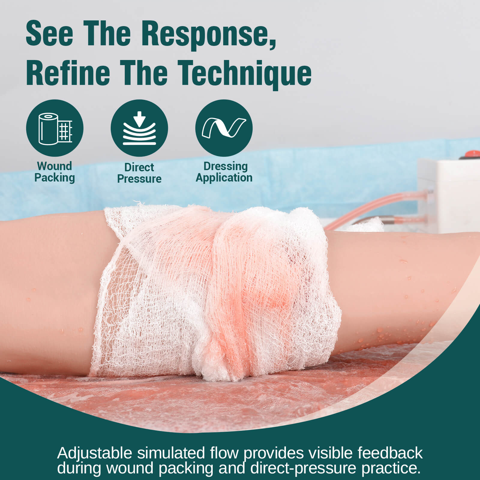 Wound packing training on multi-wound arm simulator