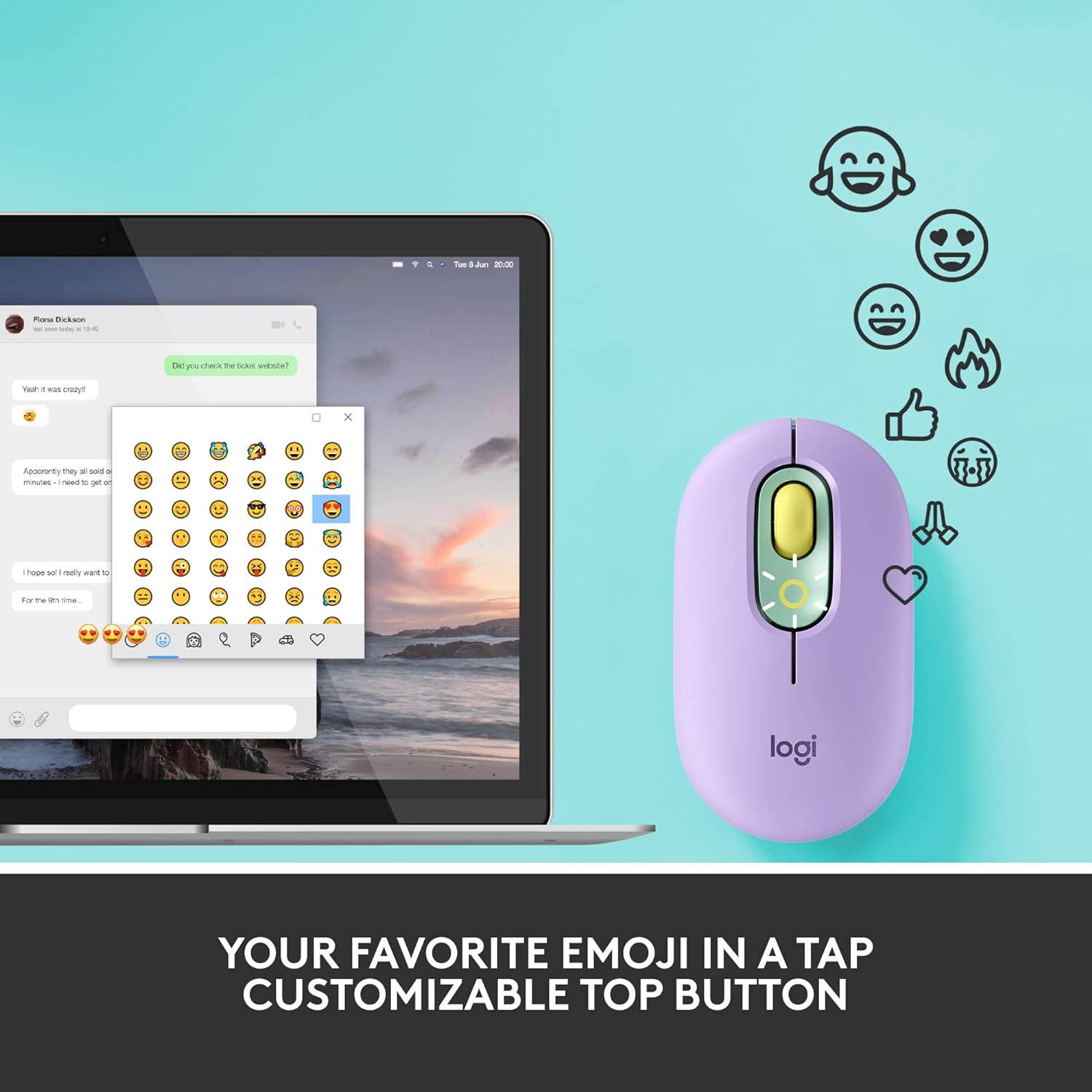 Logitech POP Mouse Wireless with Customizable Emojis | SilentTouch | Precision Scroll | Bluetooth | USB Multi-device