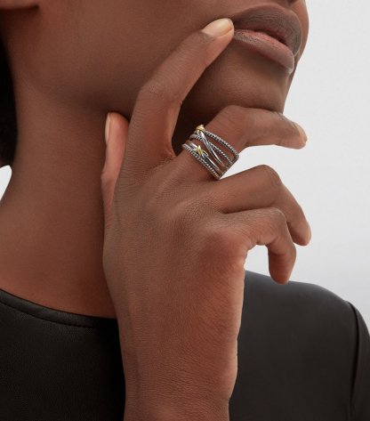 Women's Two Tone Knots Twisted Cable Ring For Daily Wear