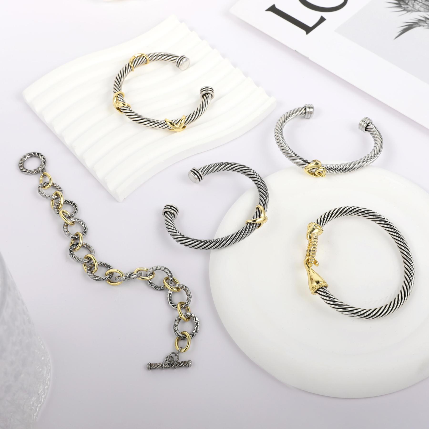 TAYASE Women’s Cuff Bracelet Set Elegant Two-Tone Bangles Perfect Gift Stylish Jewelry Dainty Fashionable Accessories