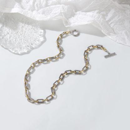 Two Tone Twist Wire Long Link Chain Necklace Jewelry Gifts Long 48cm