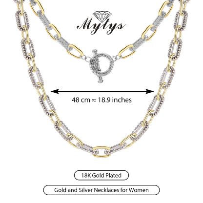 Two Tone Twist Wire Long Link Chain Necklace Jewelry Gifts Long 48cm