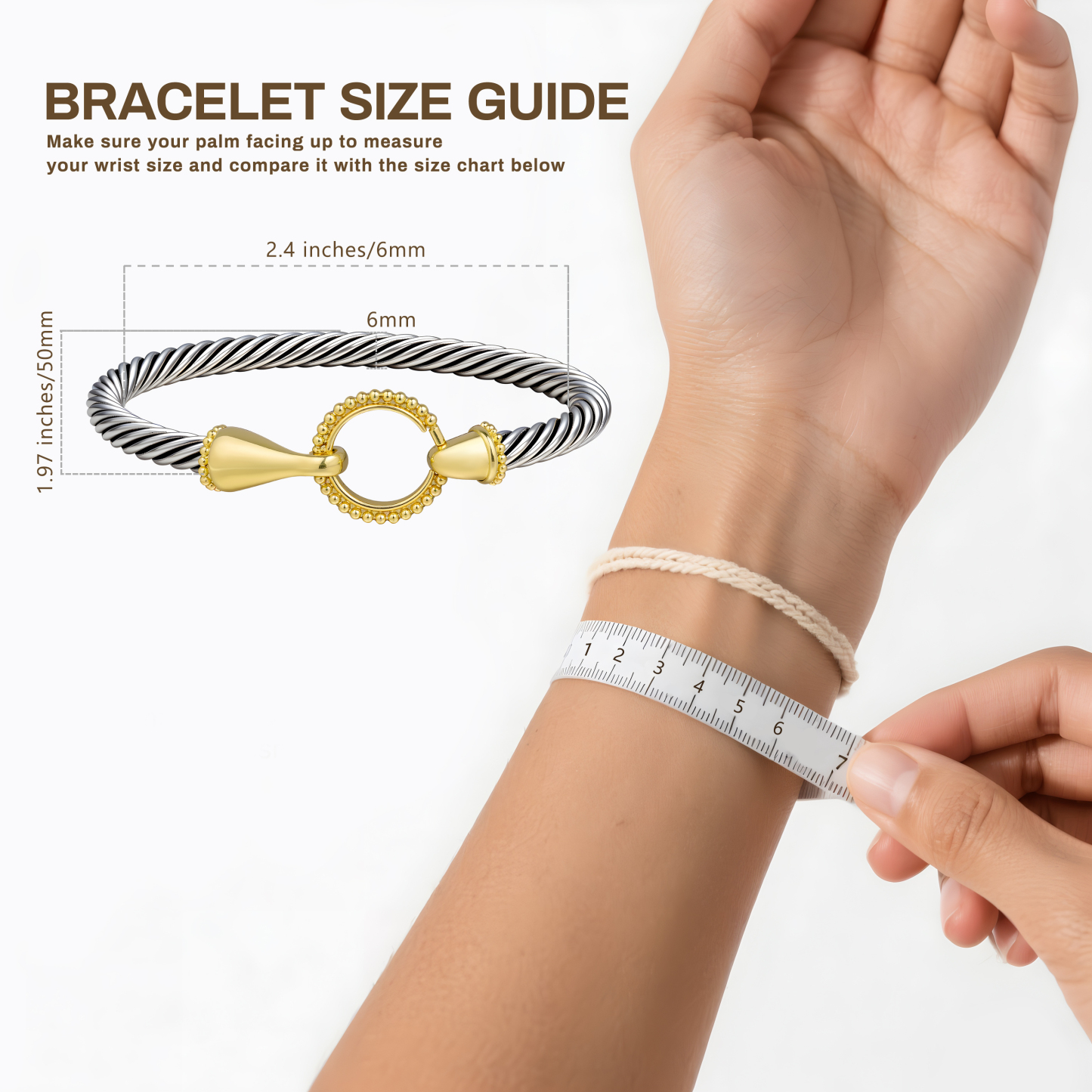 TAYASE Women’s Cuff Bracelet Set Elegant Two-Tone Bangles Perfect Gift Stylish Jewelry Dainty Fashionable Accessories