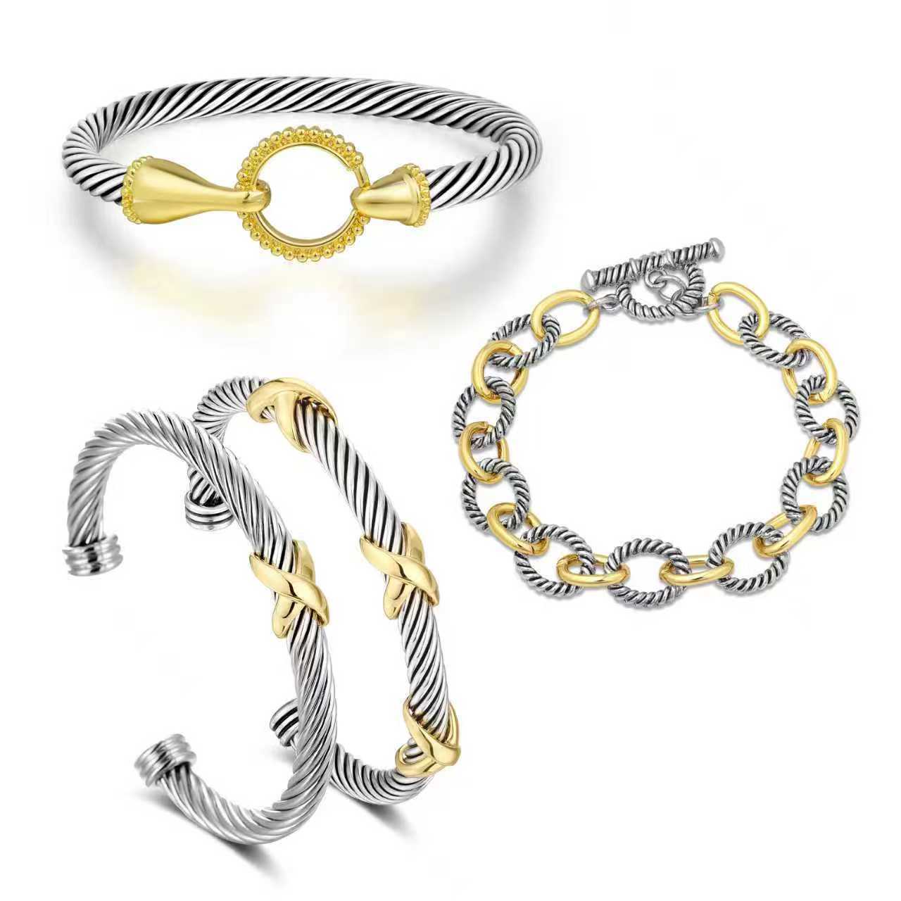 TAYASE Women’s Cuff Bracelet Set Elegant Two-Tone Adjustable Bangles Perfect Dainty Fashionable Trendy Jewelry Gift For Her