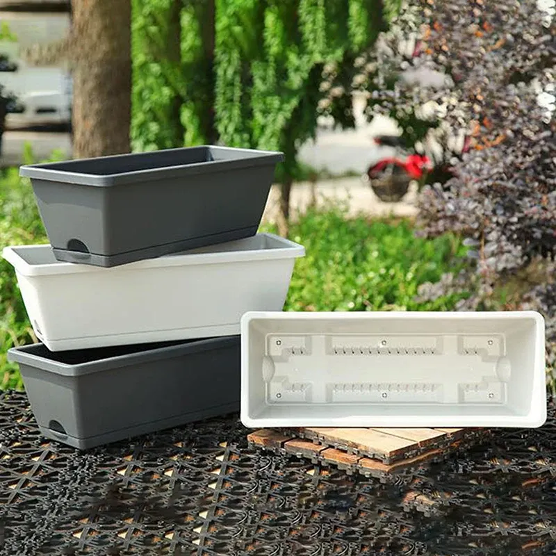 1PCS Classic Style Rectangular Resin Window Box Planter Blumen Home Gardening Pflanzung Bonsai Töpfe Large Container Flowerpot