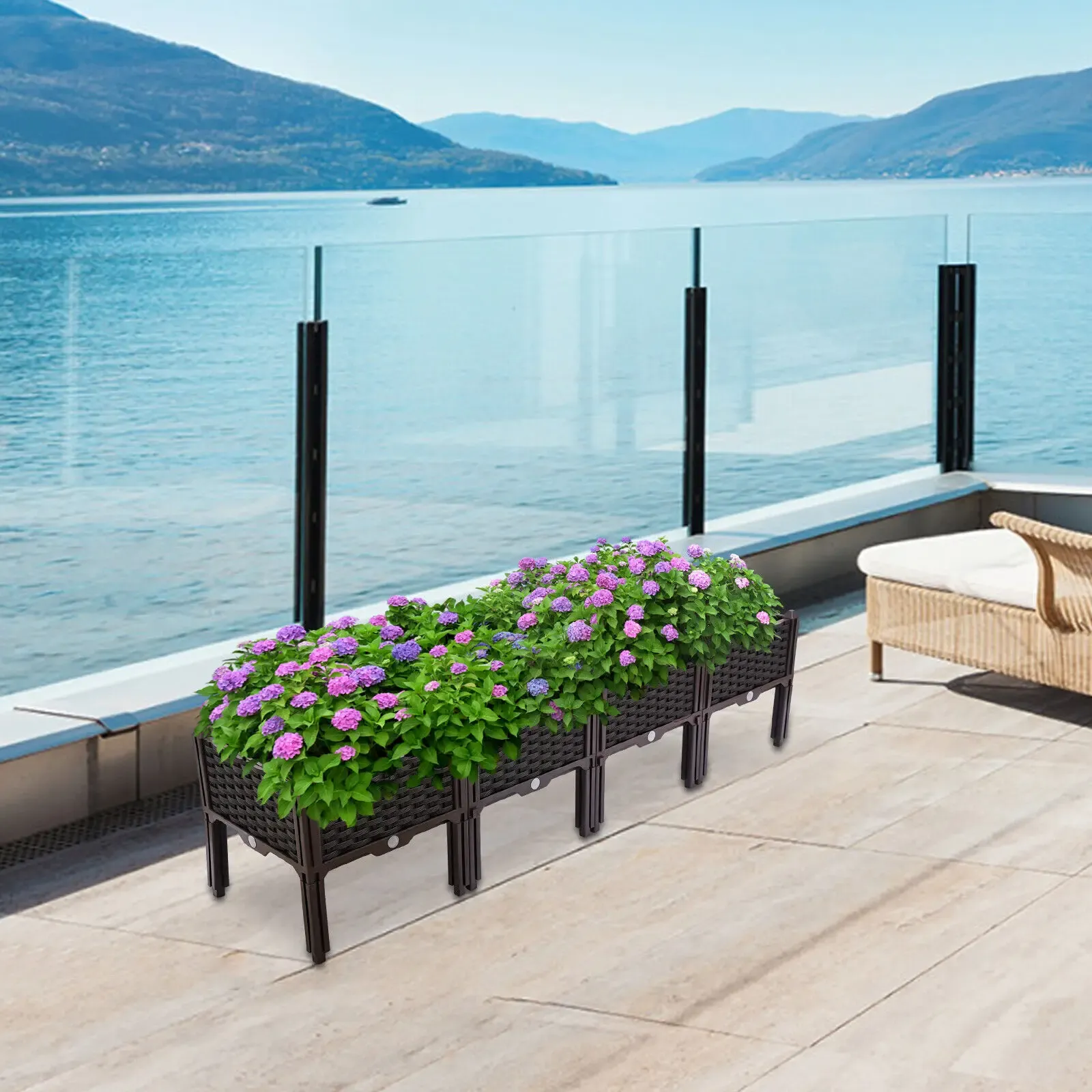 Raised Garden Bed, Large Planter Box, Raised Garden Bed Box Waterproof Strips for Placing on Balconies, Decks, Gardens, Backyard