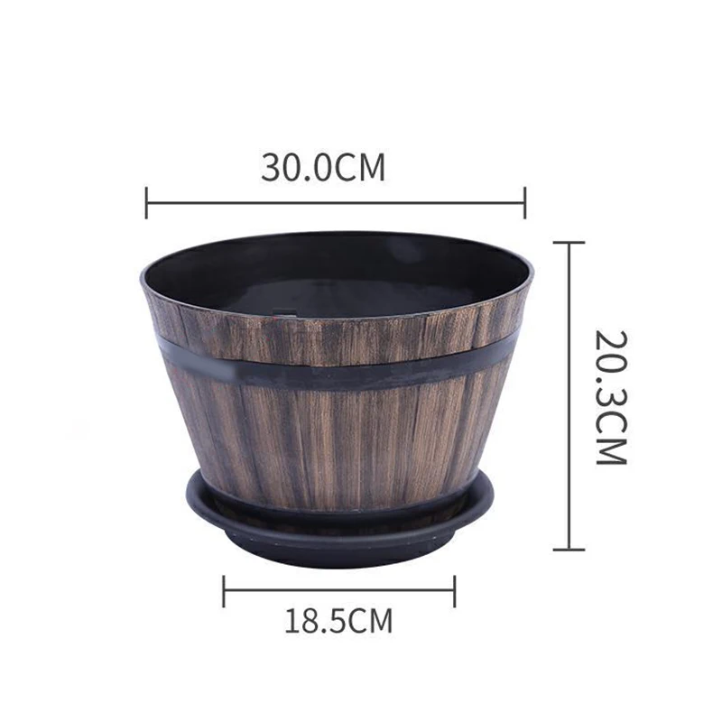 Rustikale hölzerne Fass Blumentopf Vintage-Stil große Kapazität Töpfe für Indoor Outdoor-Garten-Hof