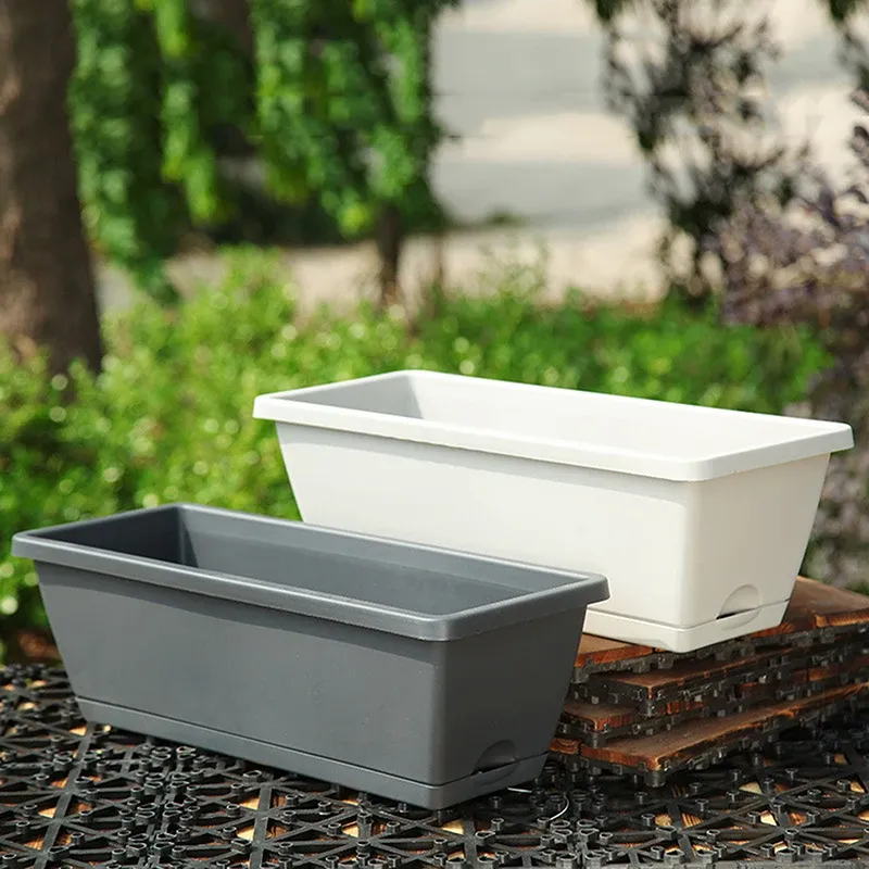 1PCS Classic Style Rectangular Resin Window Box Planter Blumen Home Gardening Pflanzung Bonsai Töpfe Large Container Flowerpot