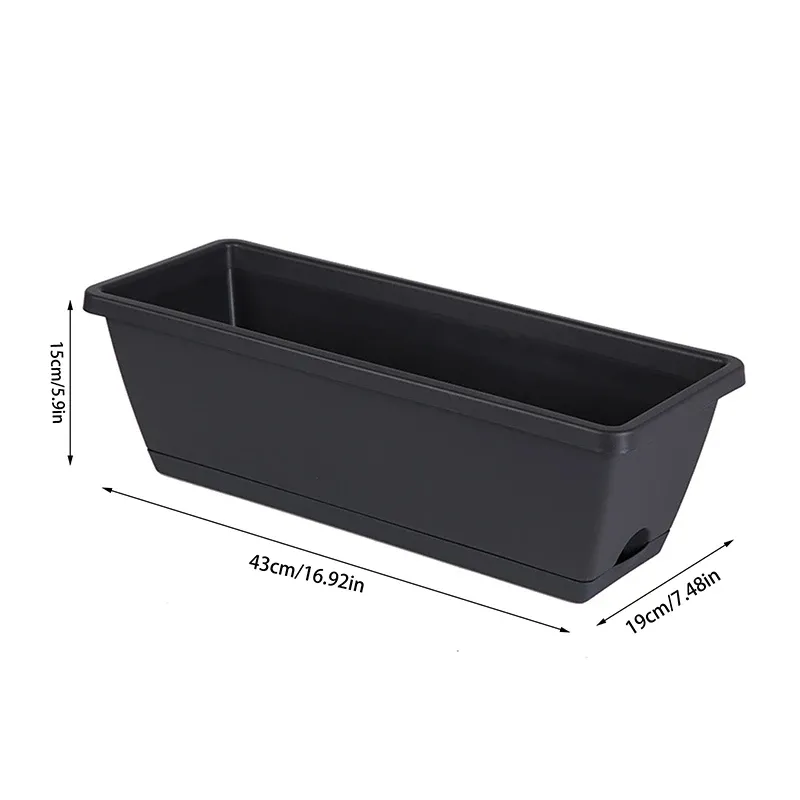 1PCS Classic Style Rectangular Resin Window Box Planter Blumen Home Gardening Pflanzung Bonsai Töpfe Large Container Flowerpot