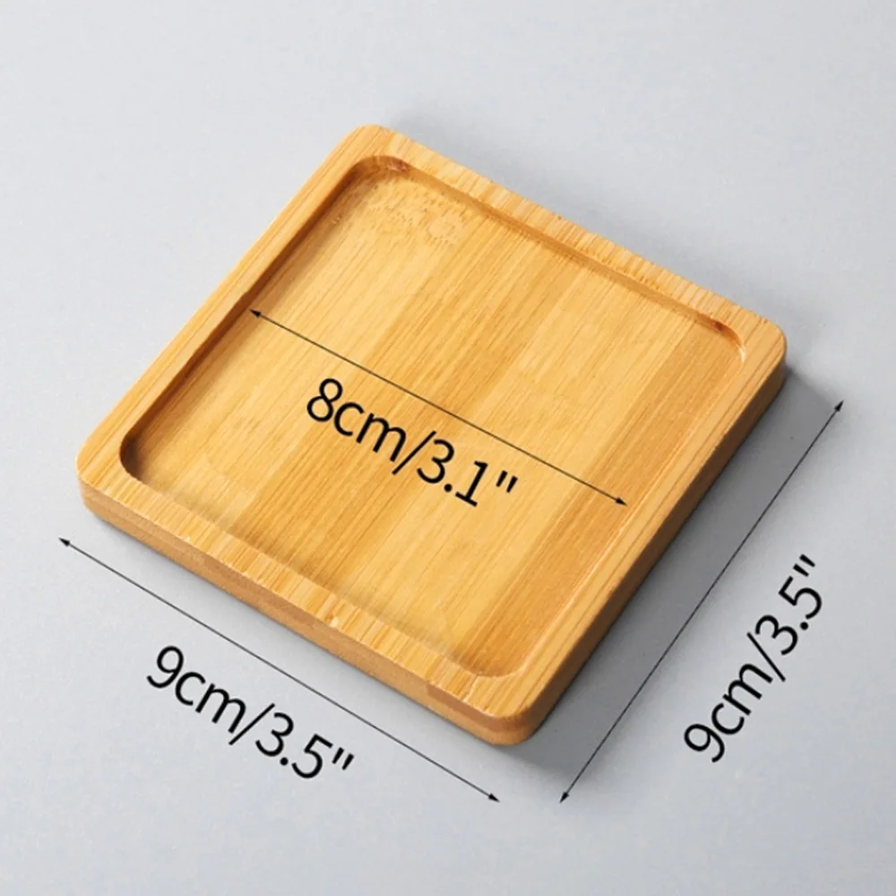 Tablett Bambus Holz Blumentöpfe Anti-Fade Runde Platz Kreative Pflanzer Halter Home Decor Mini Stand Favor Sukkulenten Garten Versorgung