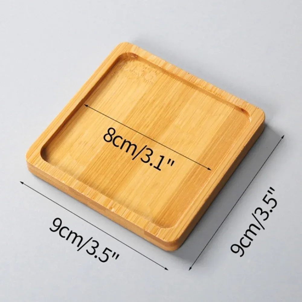 Tablett Bambus Holz Blumentöpfe Anti-Fade Runde Platz Kreative Pflanzer Halter Home Decor Mini Stand Favor Sukkulenten Garten Versorgung