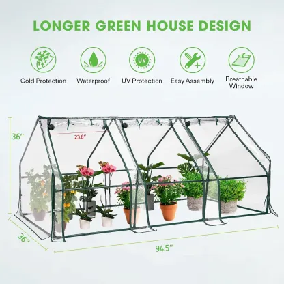 Vivosun Portable Mini Gewächshaus 94,5X36X36-Zoll-Tunnel, Pvc Abdeckung mit Roll-up-Reißverschluss Tür, für Indoor Outdoor oder Garten