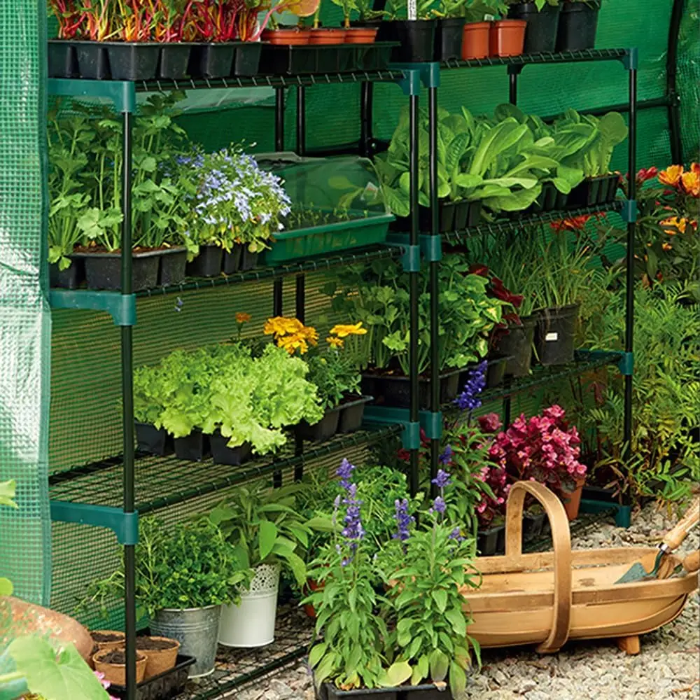Premium Garten Mini Gewächshaus Regale, verstärkte Drahtregale mit 33Lbs Gewichtskapazität, 35 X 12 X 42 Zoll