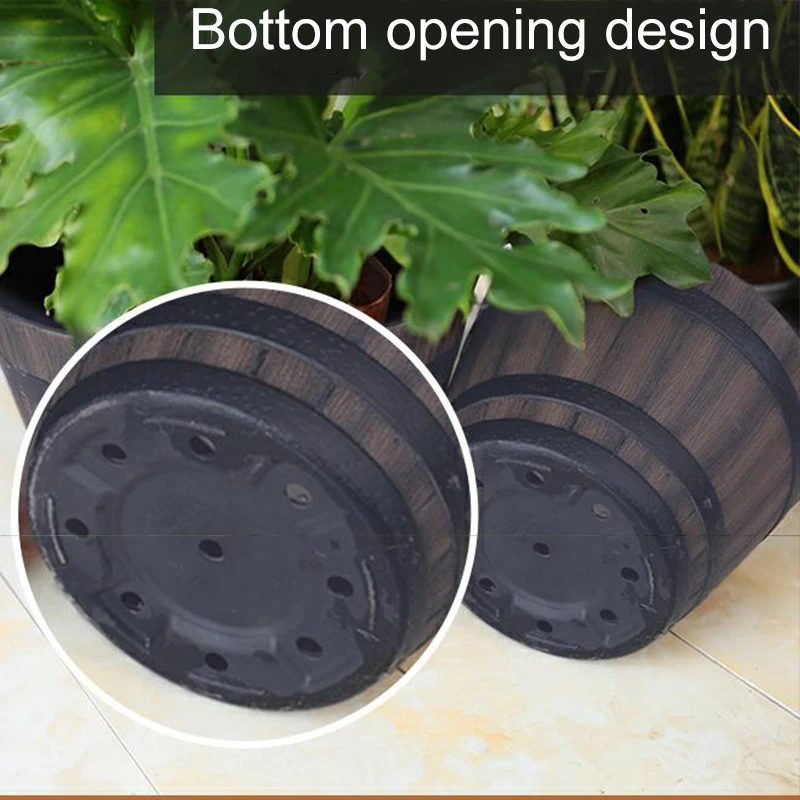 Rustikale hölzerne Fass Blumentopf Vintage-Stil große Kapazität Töpfe für Indoor Outdoor-Garten-Hof