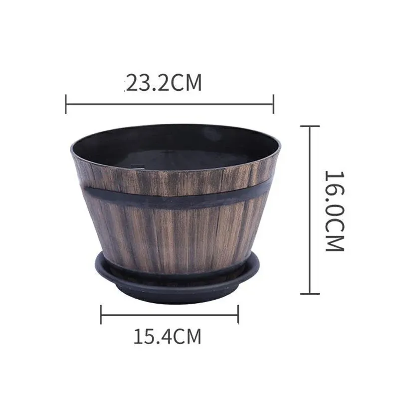 Rustikale hölzerne Fass Blumentopf Vintage-Stil große Kapazität Töpfe für Indoor Outdoor-Garten-Hof