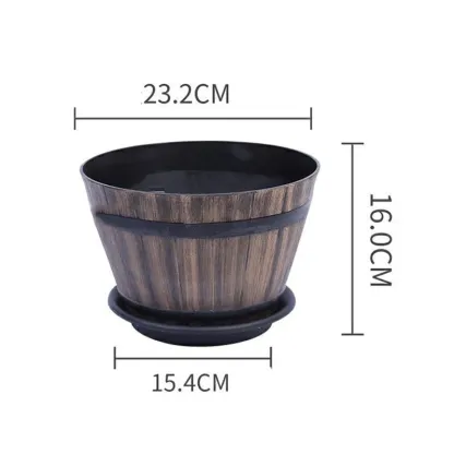 Rustikale hölzerne Fass Blumentopf Vintage-Stil große Kapazität Töpfe für Indoor Outdoor-Garten-Hof