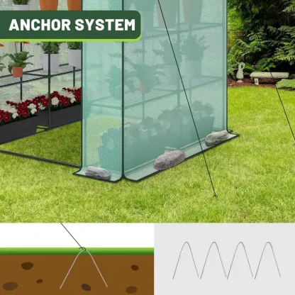 Begehbares Gewächshaus für den Außenbereich, 57 x 57 x 77 Zoll, tragbares Gewächshaus mit PE-Abdeckung und Verankerung