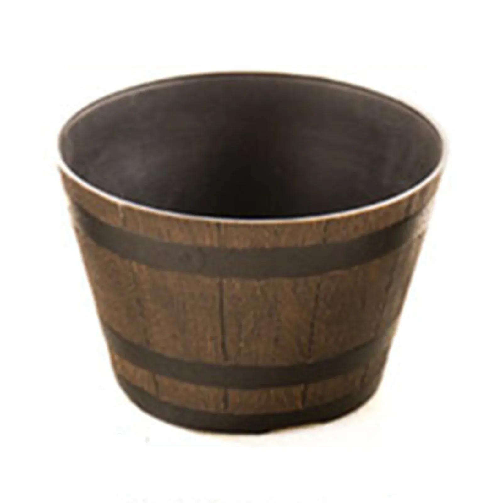 Rustic Wooden Barrel Flower Pot Vintage Style Large Capacity Pots for 
