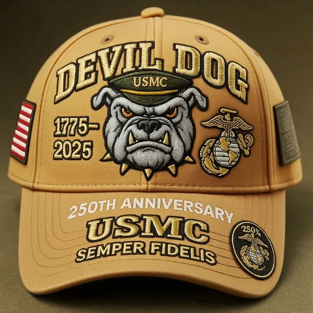 USMC 250th Anniversary Devil Dog Cap in Various Colors