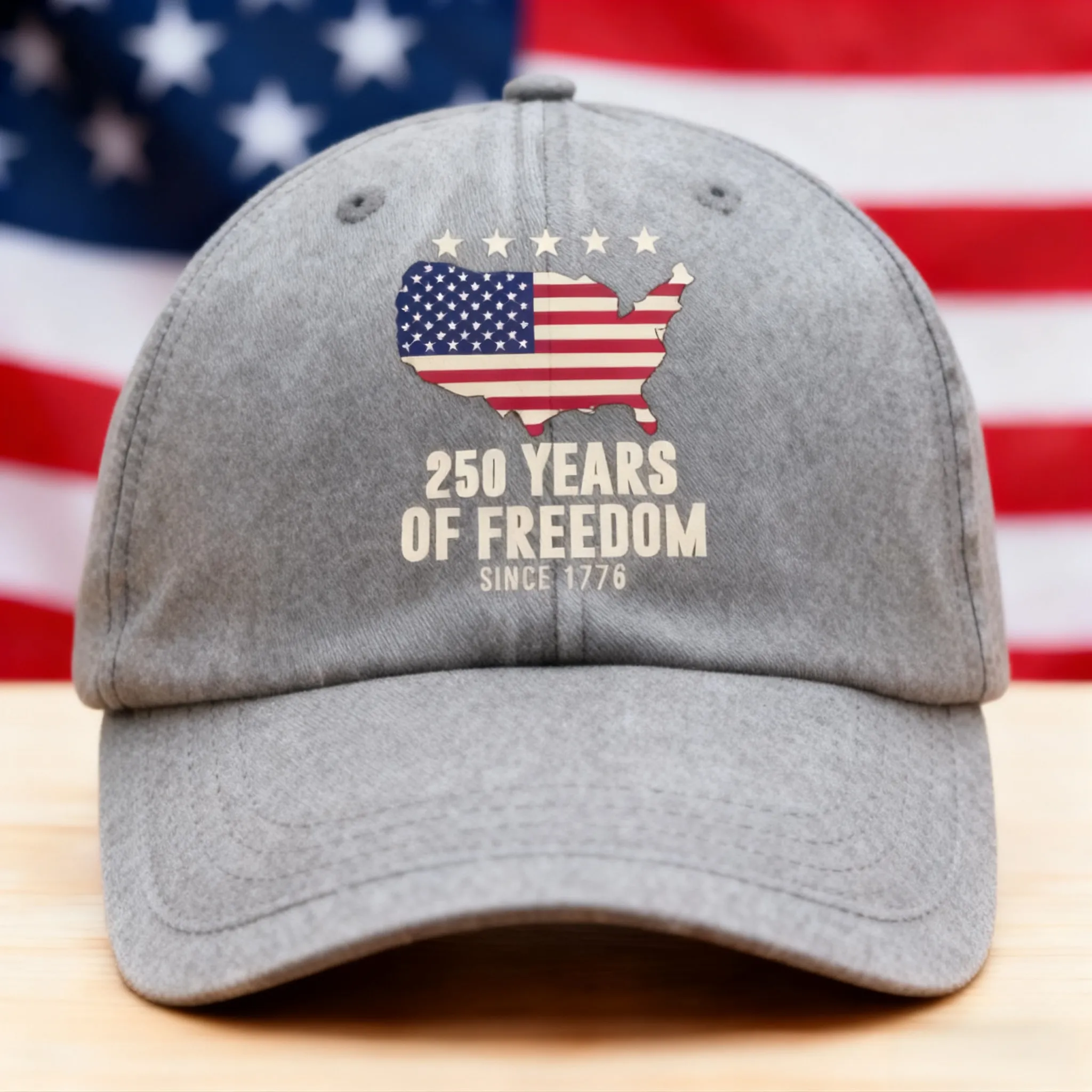 America 250th Anniversary 1776 2026 America 250 Years of Freedom Washed Denim Baseball Cap