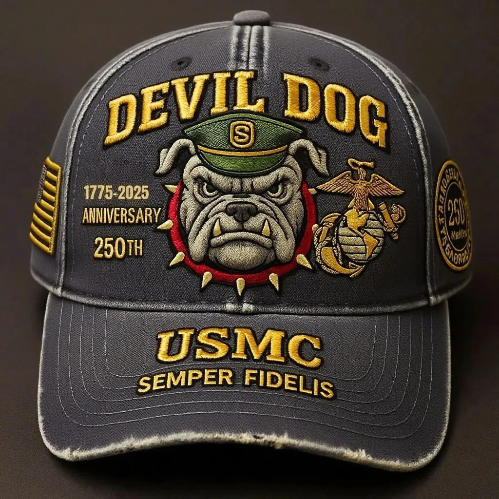 USMC 250th Anniversary Devil Dog Cap in Various Colors
