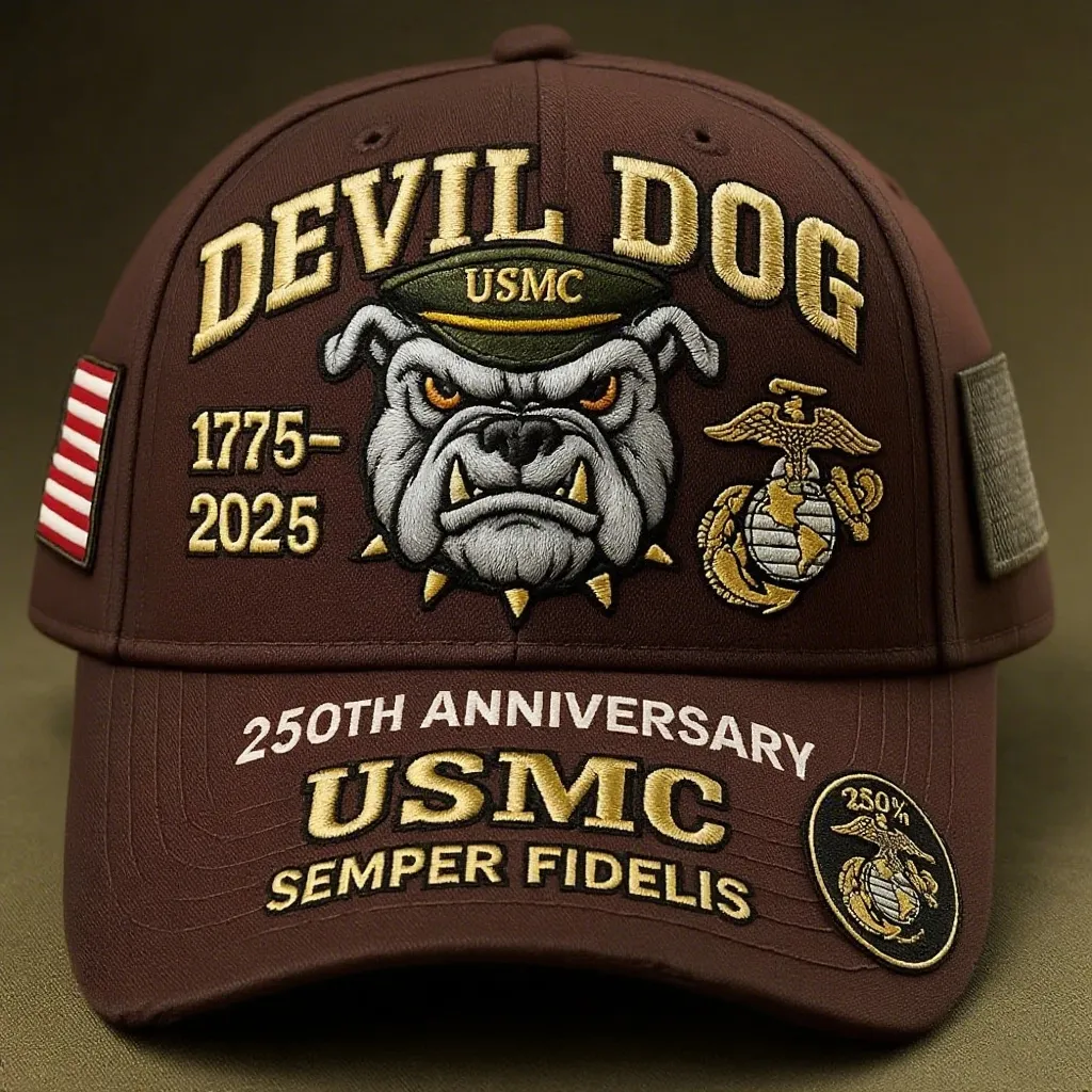 USMC 250th Anniversary Devil Dog Cap in Various Colors