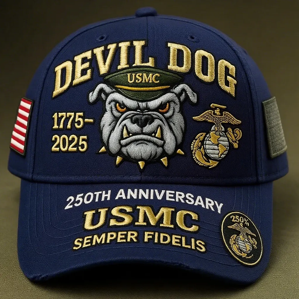 USMC 250th Anniversary Devil Dog Cap in Various Colors