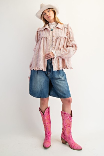 New Autumn Women's Fashion Lace Long Sleeve Striped Shirt Jacket-Pre-sale