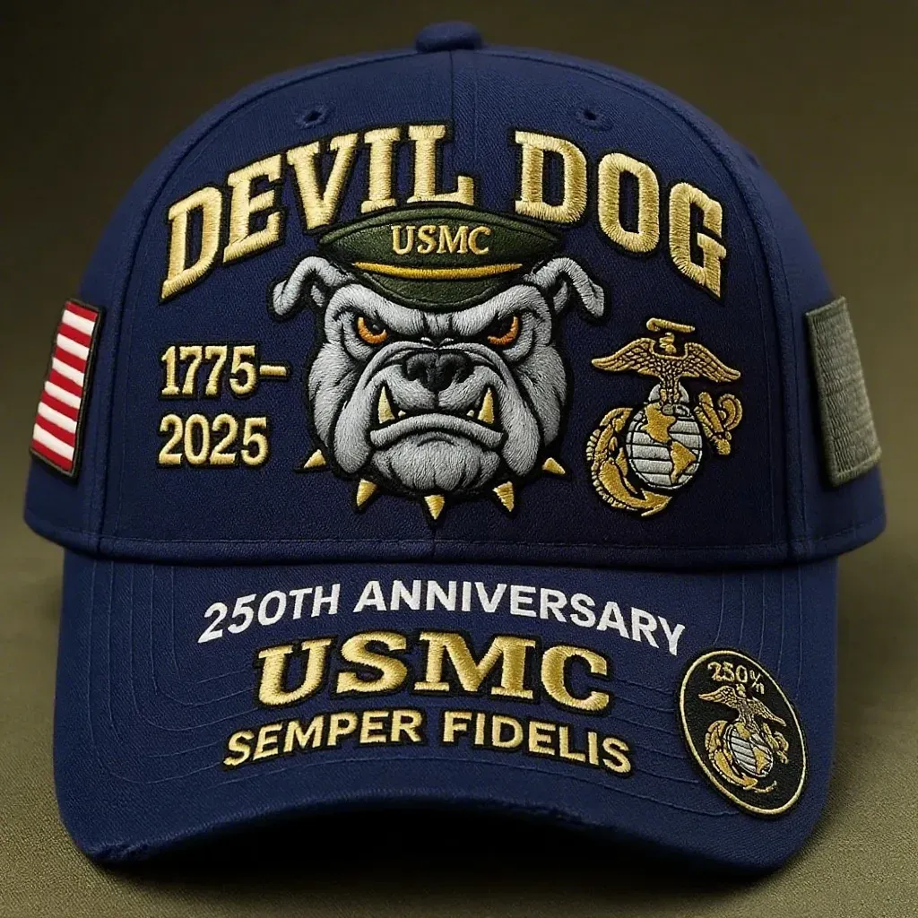 USMC 250th Anniversary Devil Dog Cap in Various Colors