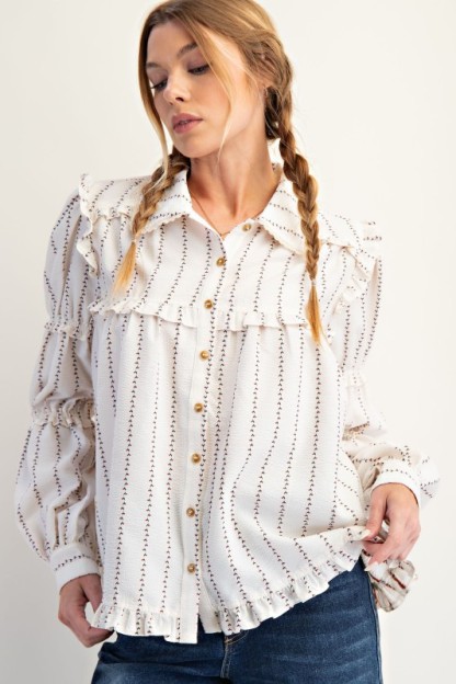 New Autumn Women's Fashion Lace Long Sleeve Striped Shirt Jacket-Pre-sale