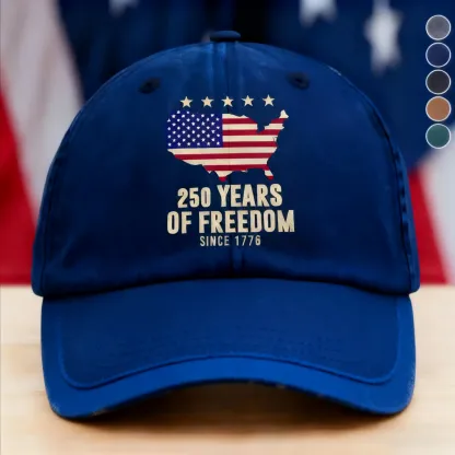 America 250th Anniversary 1776 2026 America 250 Years of Freedom Washed Denim Baseball Cap