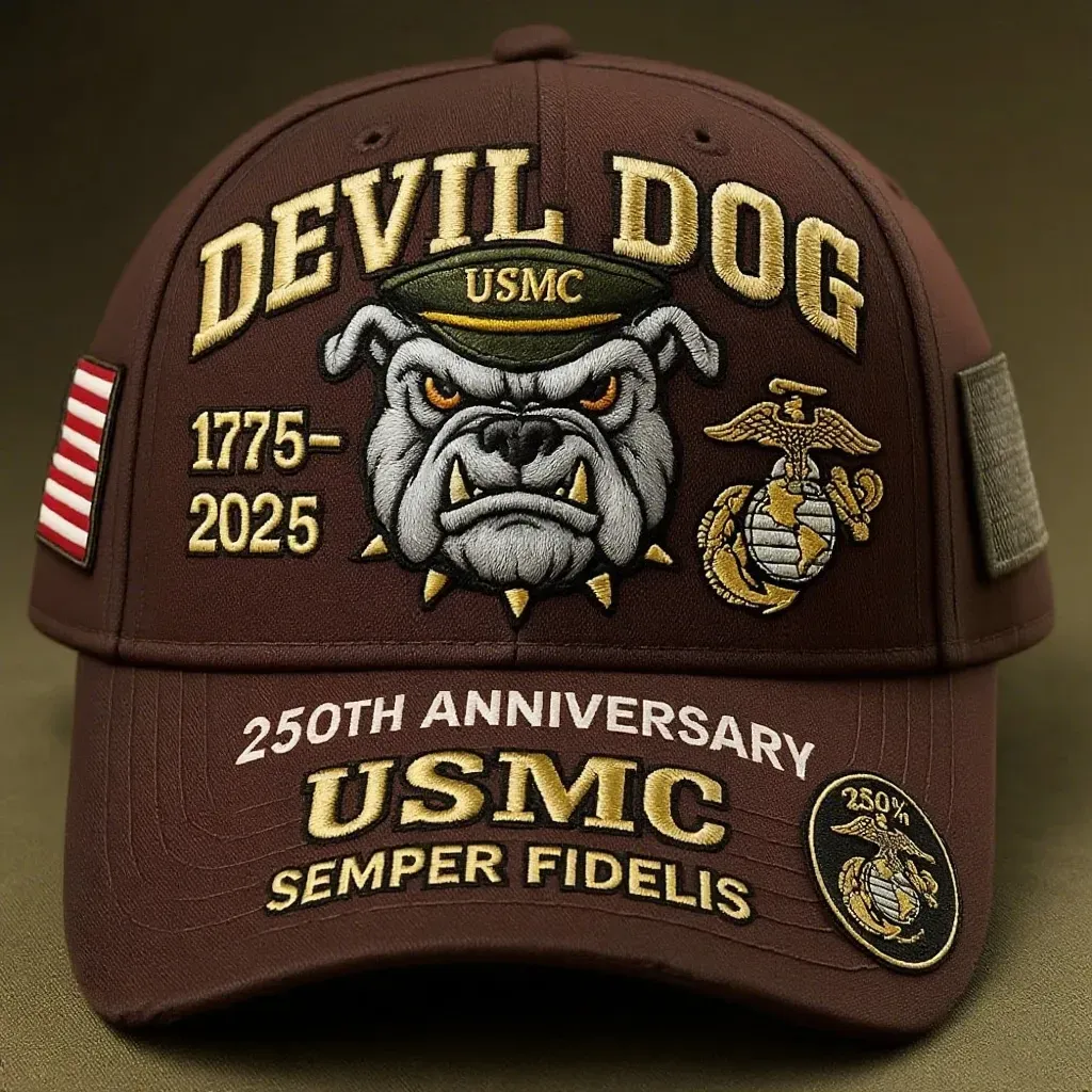 USMC 250th Anniversary Devil Dog Cap in Various Colors