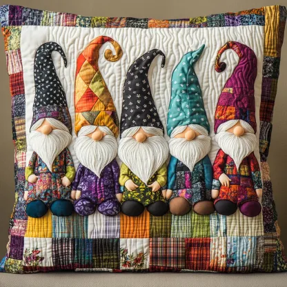 Quilted Gnome Crew Pillow