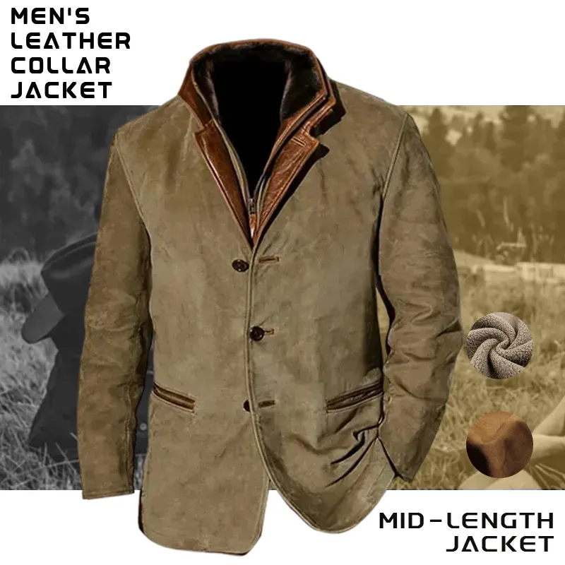 ⭐Last Day 70% Off-🔥Yellowstone Park Series - Men's Vintage Mid-Length Leather Jacket