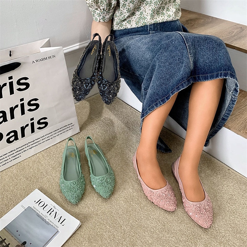 Women's Green Floral Embossed Closed-Toe Wedge Mules, Slip-On Backless Comfort Low Wedge Shoes for Casual & Work 2026 - GBP £12 –P4