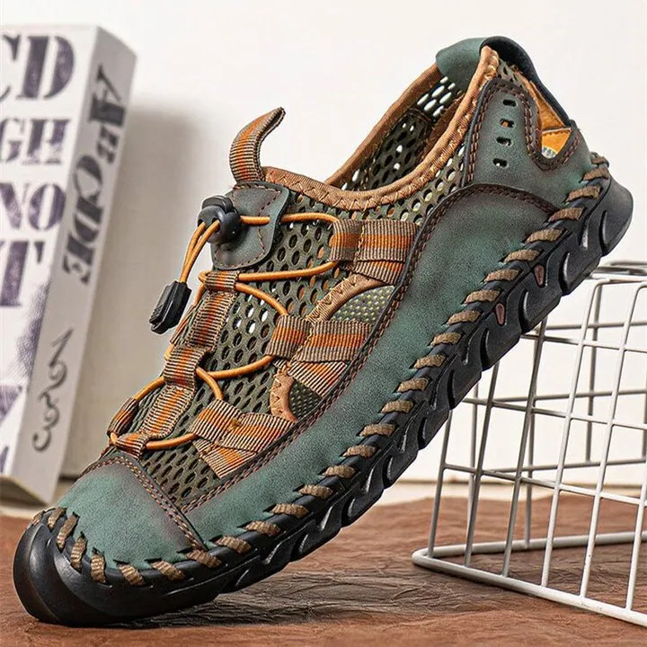 Men's Sandals Closed Toe Mesh Splicing Outdoor Leather Sandals