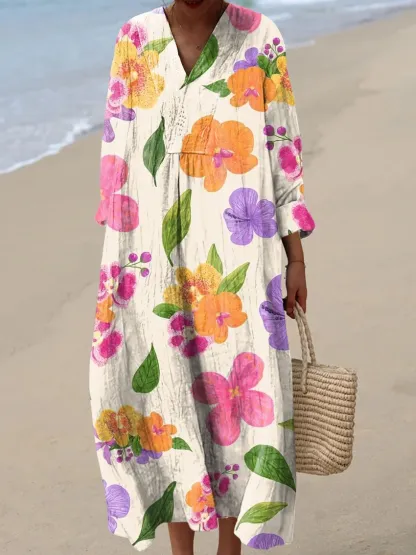 Women's Abstract Pattern Art Print Cotton Dress - Series9