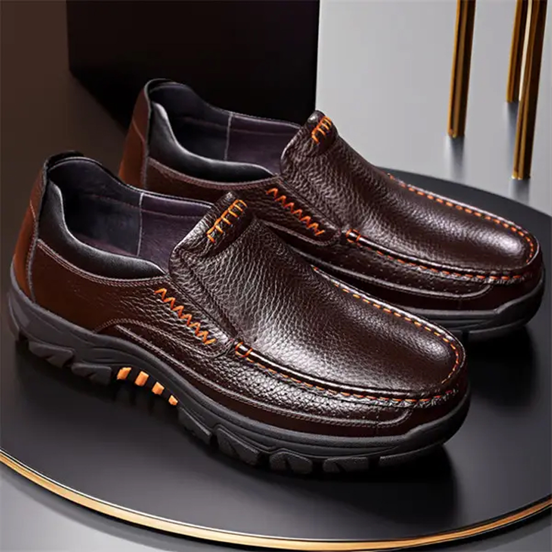 ⏰Limited Time Offer--50% OFF 🎉Men's waterproof and non-slip soft insole corrective leather shoes