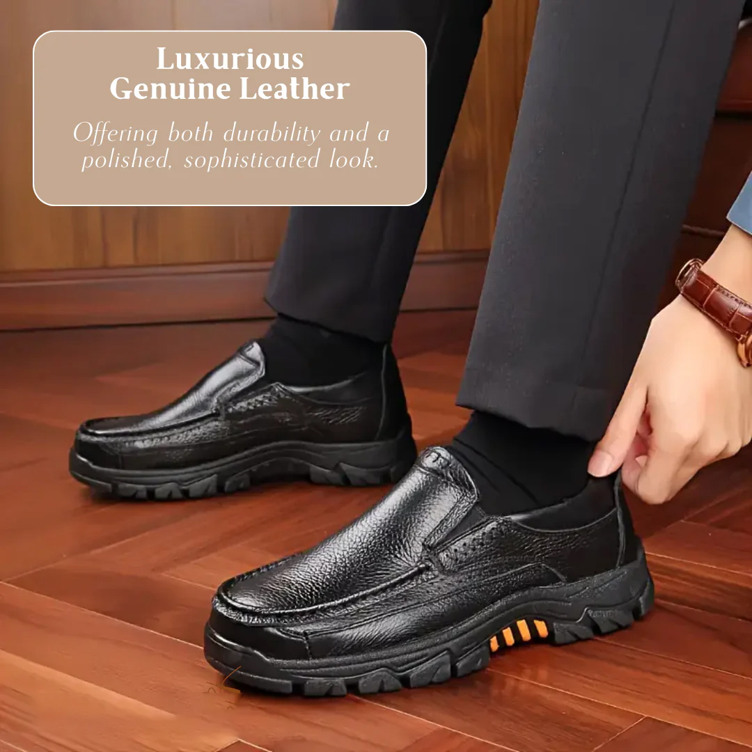 ⏰Limited Time Offer--50% OFF 🎉Men's waterproof and non-slip soft insole corrective leather shoes