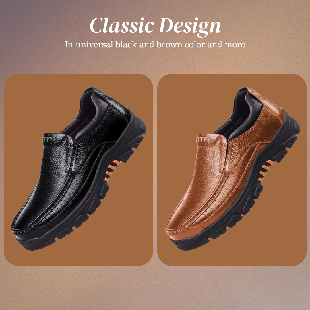 ⏰Limited Time Offer--50% OFF 🎉Men's waterproof and non-slip soft insole corrective leather shoes