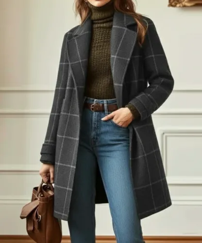 VICTORIA | Women's Retro Lapel Plaid Tweed Coat