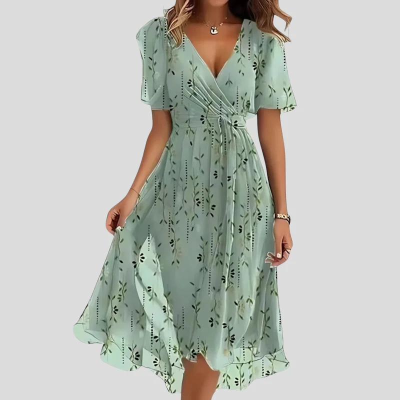 Nova™ –New Cotton Floral Dress – V-Neck